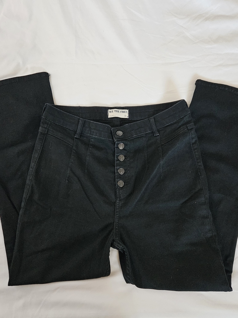 Free People We The Free Black Button-Fly High-Rise Jeans - Size 31